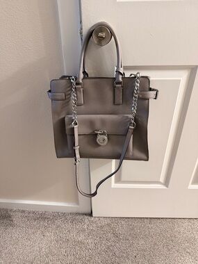 Michael Kors Taupe Leather Chain-Handle Tote